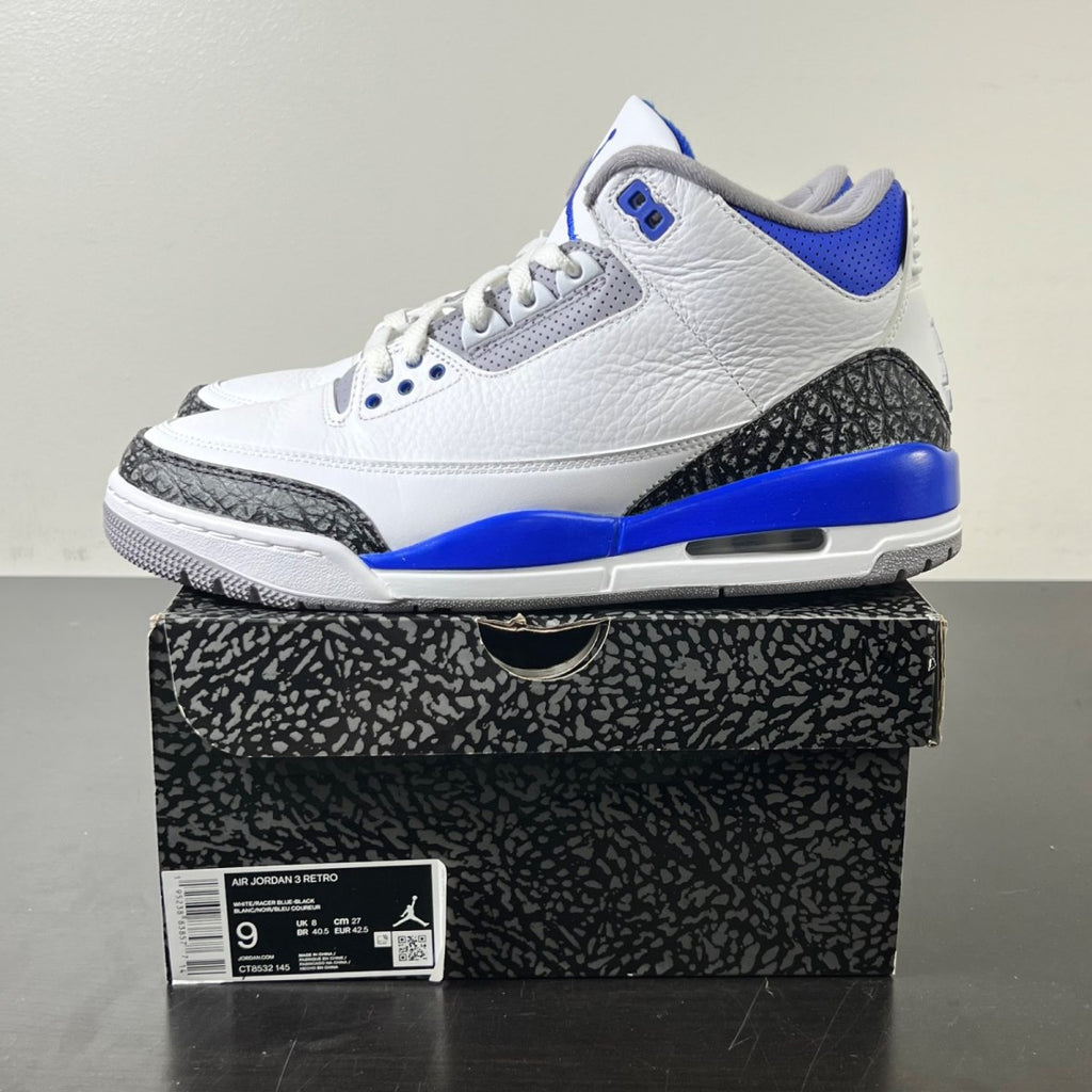 Jordan 3 Retro Racer Blue (Size 9) Lightly Worn - Image 3