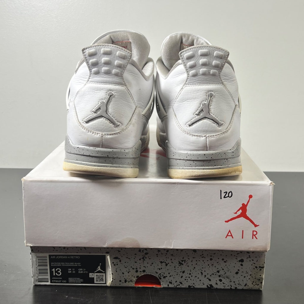Jordan 4 Retro White Oreo (2021) 13 (Heavily Worn Pre-Owned)JordanWhite/Tech Grey-Black-Fire Red - Image 4