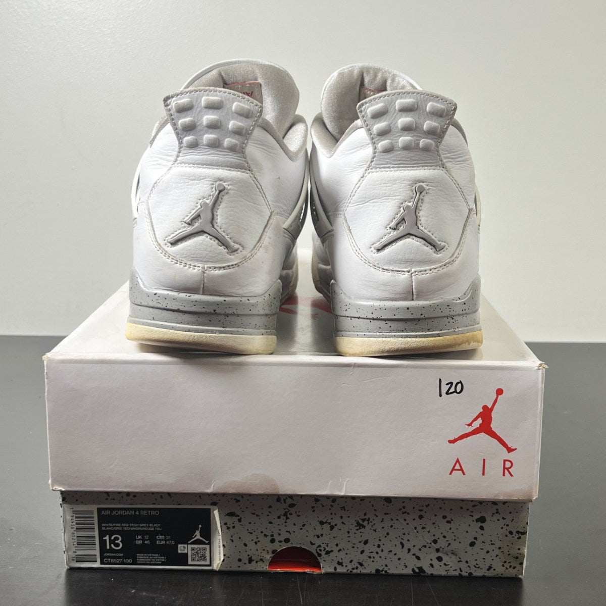 Jordan 4 Retro White Oreo (2021) 13 (Heavily Worn Pre-Owned)JordanWhite/Tech Grey-Black-Fire Red - Image 4