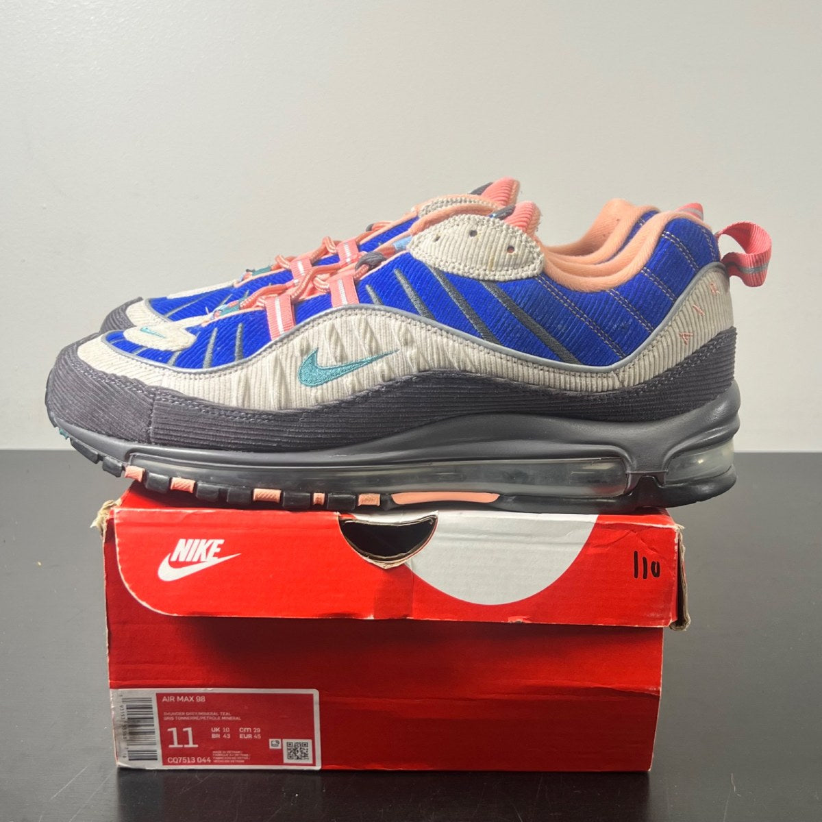 Nike Air Max 98 Corduroy Desert Sand 11 (Lightly Worn Pre-Owned)NikeSand/Royal-Pink-Brown - Image 3