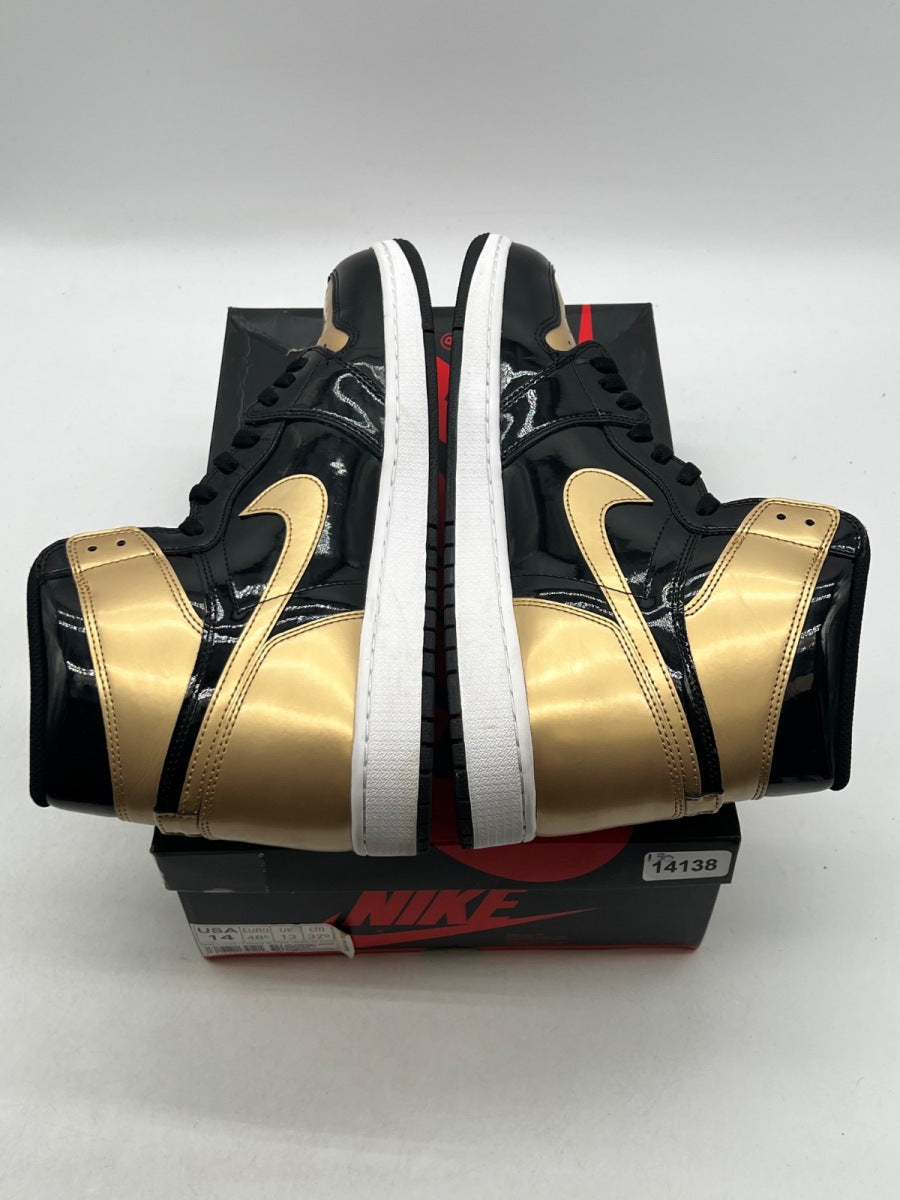 Jordan 1 Retro High NRG Patent Gold Toe 14 (Lightly Worn Pre-Owned)JordanBlack/Metallic Gold-Summit White - Image 9