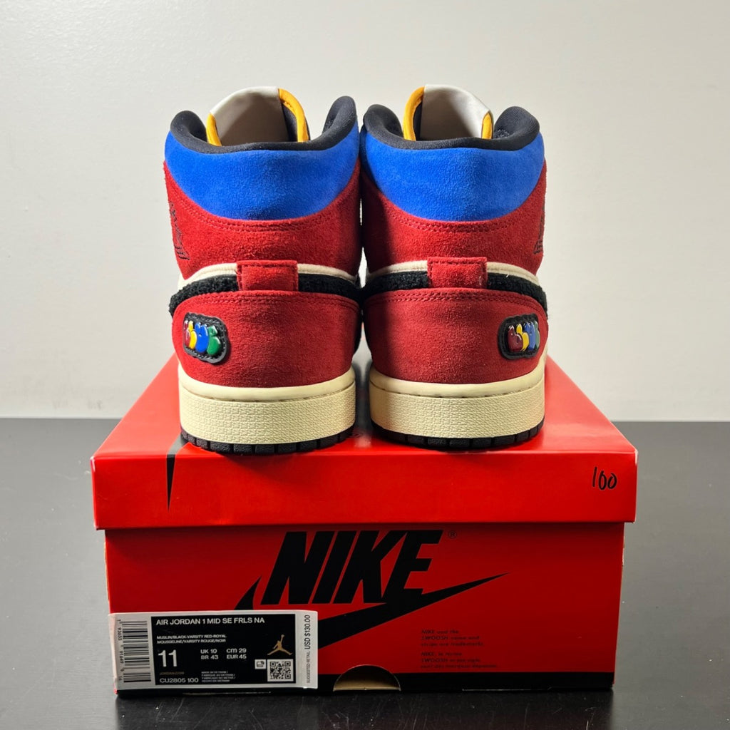 Jordan 1 Mid SE Fearless Blue the Great 11 (Lightly Worn Pre-Owned)JordanMuslin/Varsity Red-Royal-Taxi-Black - Image 4