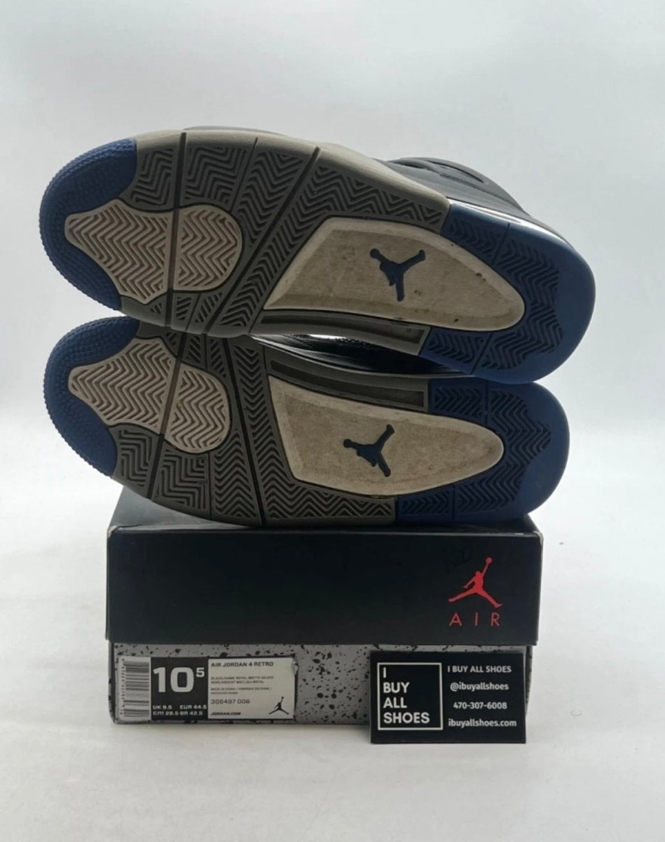 Jordan 4 Retro Motorsports Alternate 10.5 (Moderately Worn Pre-Owned)JordanBlack/Game Royal-Matte Silver-White - Image 8