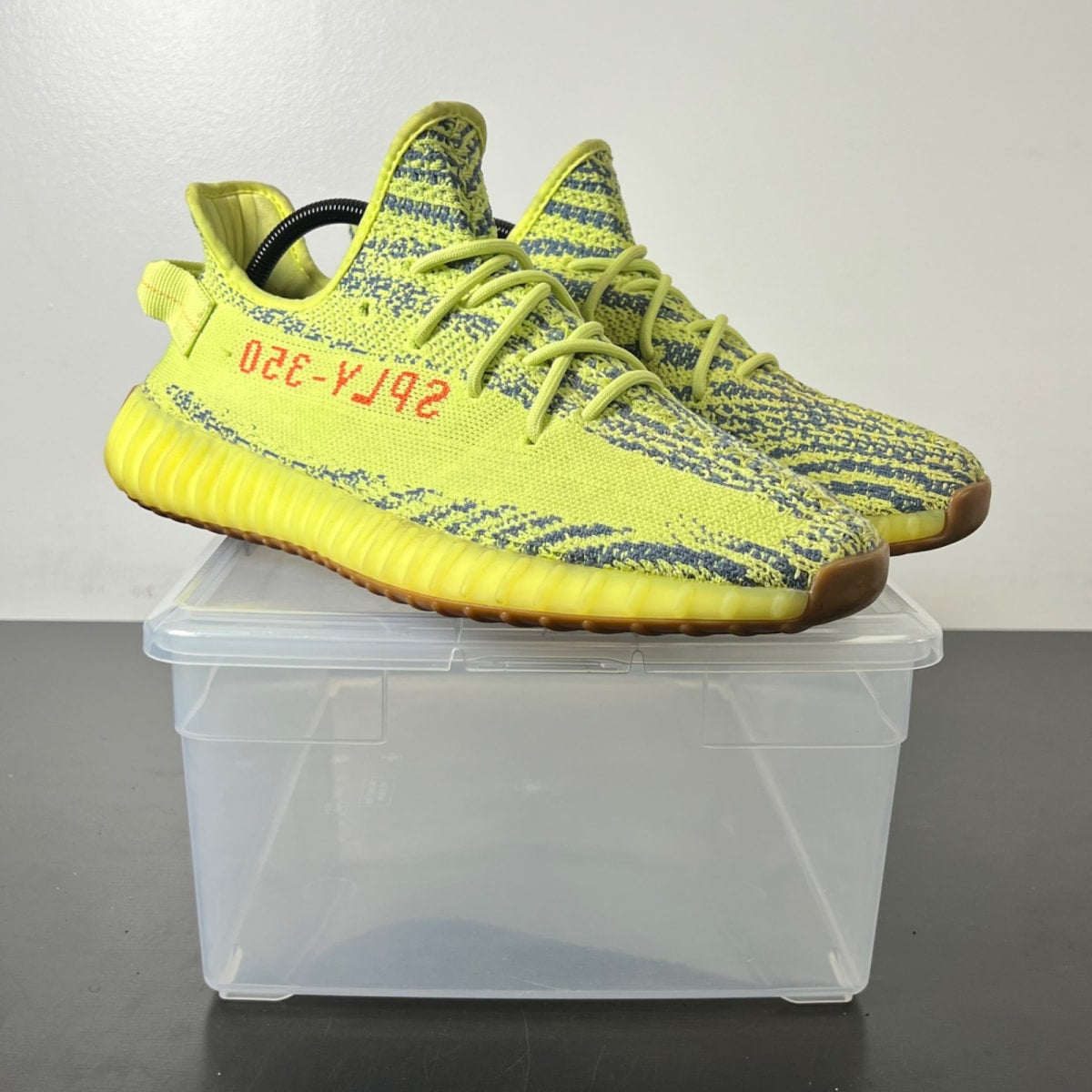 adidas Yeezy Boost 350 V2 Semi Frozen Yellow 11 (Moderately Worn Pre-Owned)adidasSemi Frozen Yellow/Raw Steel/Red - Image 1