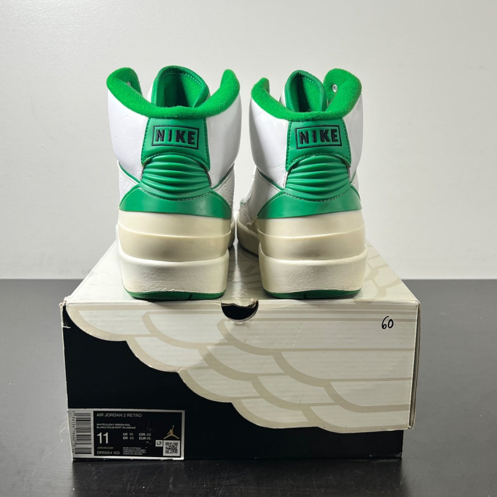 Jordan 2 Retro Lucky Green 11 (Moderately Worn Pre-Owned)JordanWhite/Lucky Green/Sail/Light Steel Grey - Image 4