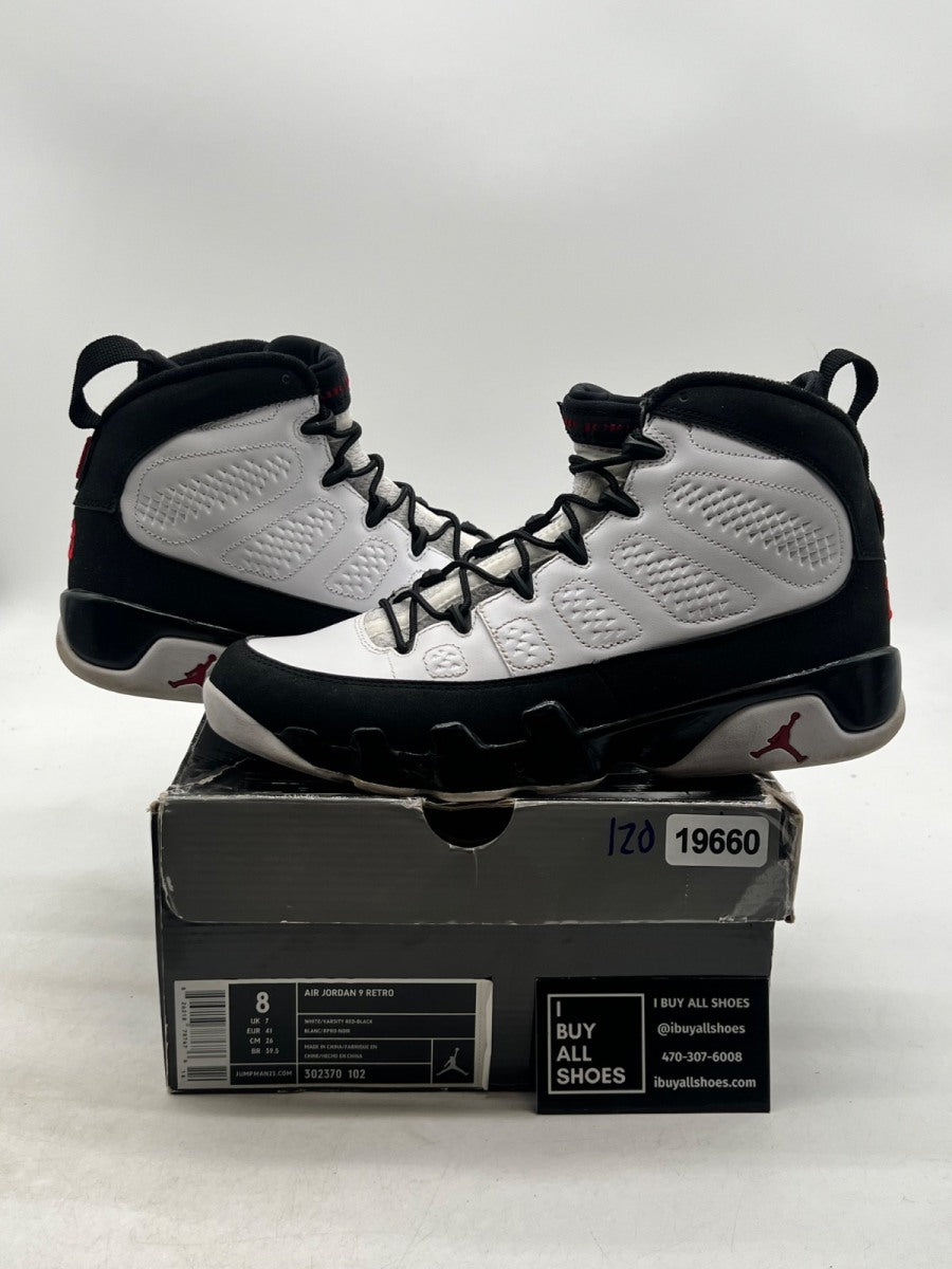 Jordan 9 Retro White Black Red (2010) 8 (Moderately Worn Pre-Owned) - Image 1