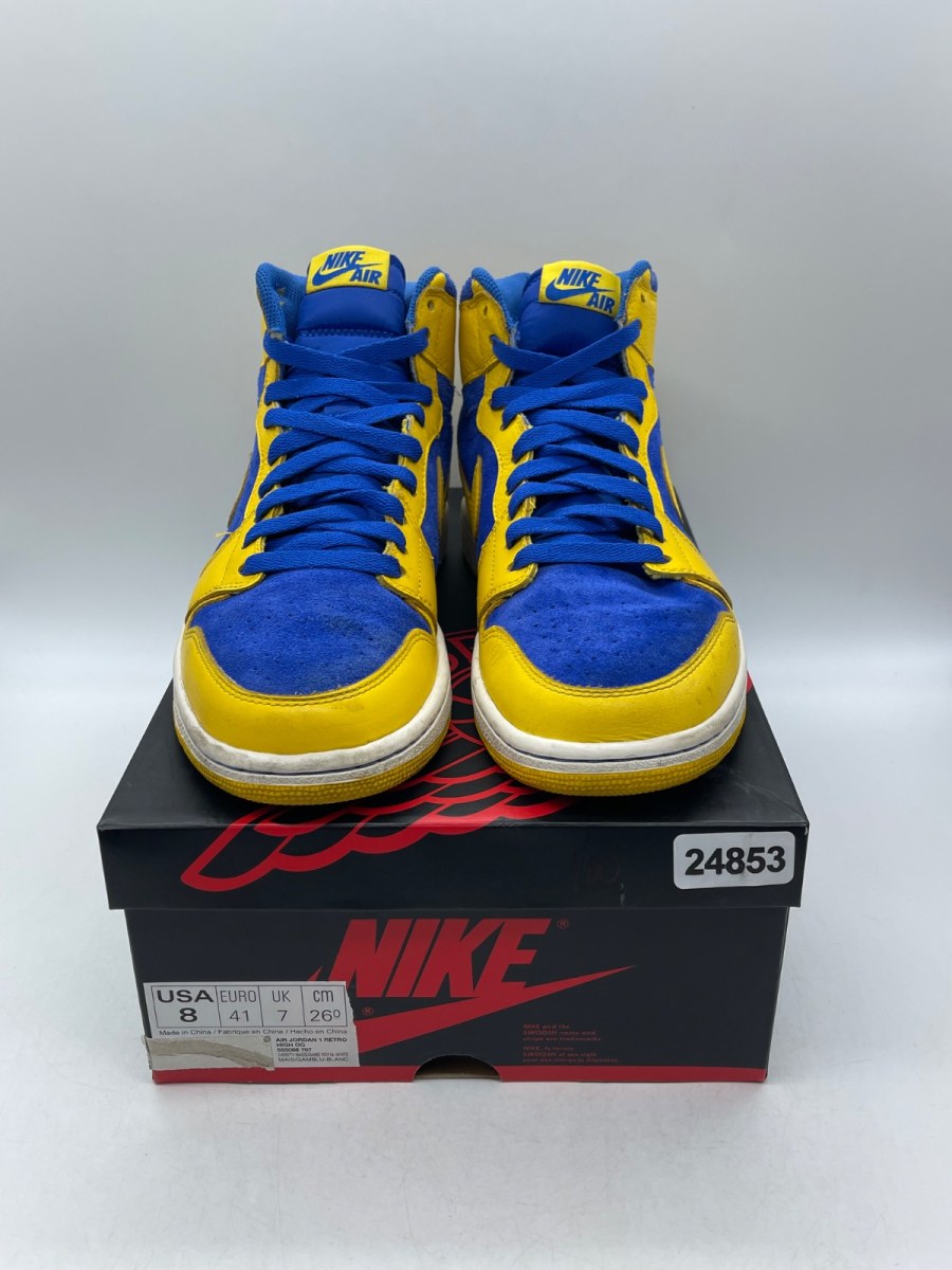 Jordan 1 Retro High OG Laney 8 (Moderately Worn Pre-Owned)JordanVarsity Maize/Game Royal-White - Image 2