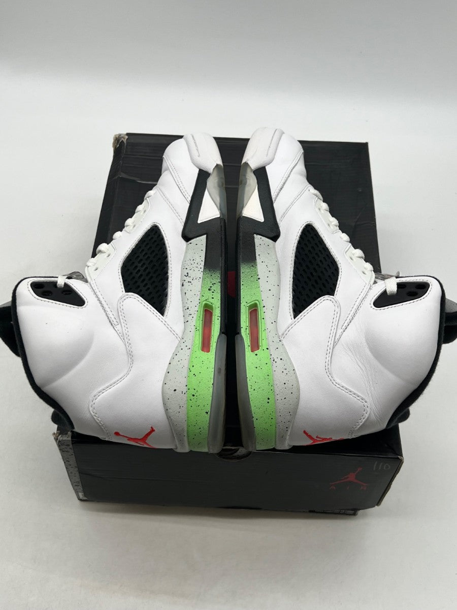 Jordan 5 Retro Poison Green 8.5 (Moderately Worn Pre-Owned)JordanWhite/Infrared 23-Light Poison Green-Black - Image 9