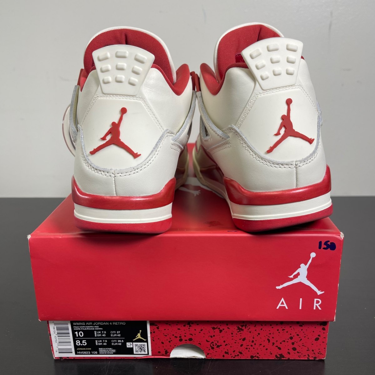Jordan 4 Retro Valentine's Day Sierra Red (Women's) 10W (Moderately Worn Pre-Owned)JordanPale Ivory/Sierra Red/Tough Red - Image 4
