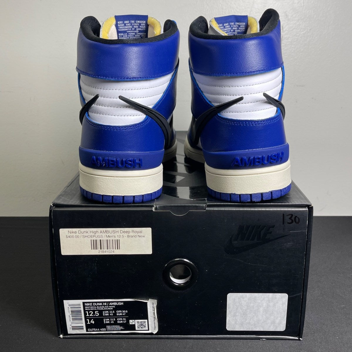 Nike Dunk High AMBUSH Deep Royal (Size 12.5) - aux