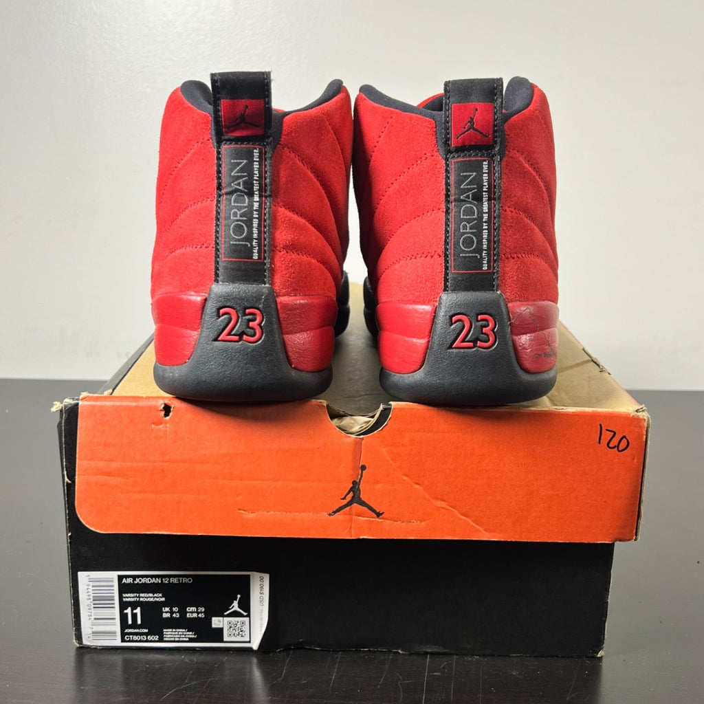 Jordan 12 Retro Reverse Flu Game 11 (Lightly Worn Pre-Owned)JordanVarsity Red/Black - Image 4