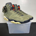 Jordan 6 Retro Travis Scott 13 (Moderately Worn Pre-Owned)JordanMedium Olive/Black-Sail-University Red - Image 1