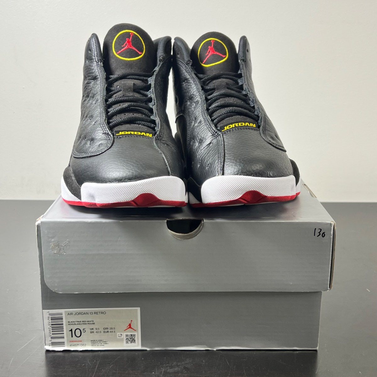 Jordan 13 Retro Playoffs (2023) 10.5 (Lightly Worn Pre-Owned)JordanBlack/Varsity Red-White-Vibrant Yellow - Image 2