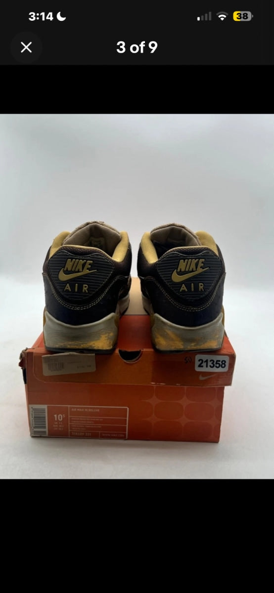 Nike Air Max 90 Deluxe Huf 10.5 (Heavily Worn Pre-Owned)NikeBaroque Brown/Baroque Brown-Metallic Gold - Image 3