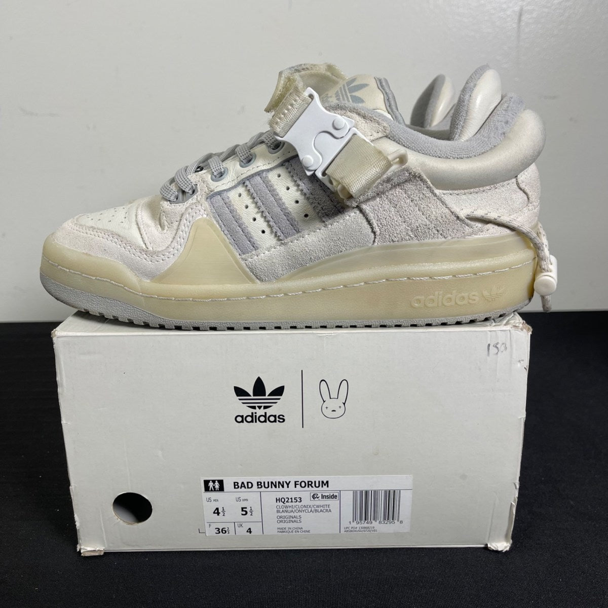 adidas Forum Buckle Low Bad Bunny Last Forum 5.5 (Moderately Worn Pre-Owned)adidasCloud White/Clear Onix/Chalk White - Image 3