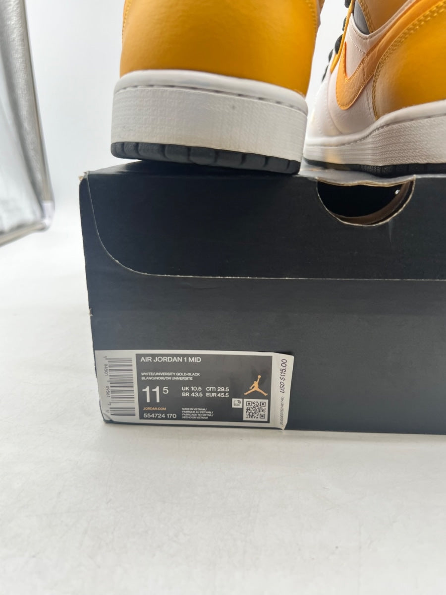 Jordan 1 Mid University Gold 11.5 (Lightly Worn Pre-Owned)JordanWhite/University Gold-Black - Image 6