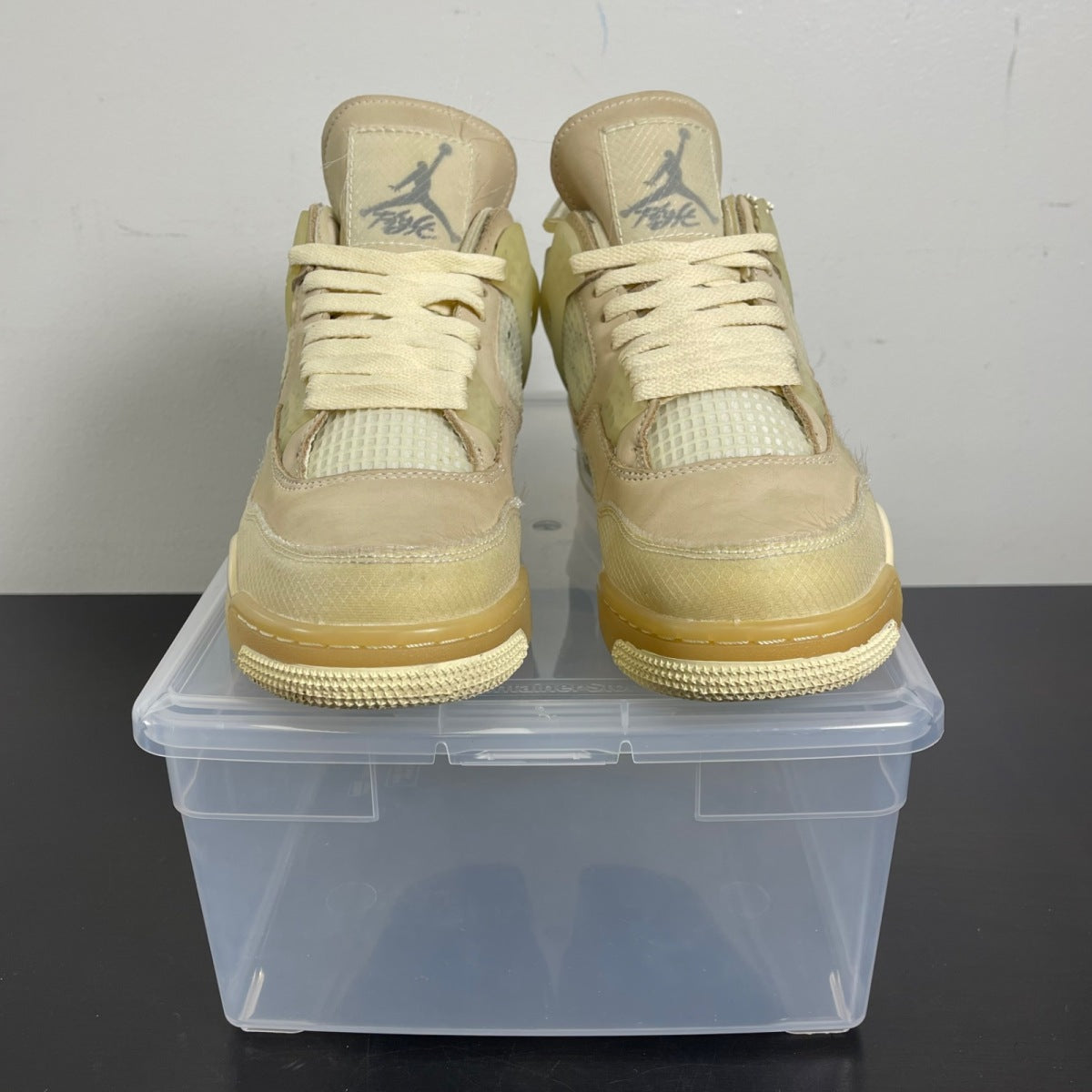 Jordan 4 Retro Off-White Sail (Women's) 10.5W (Moderately Worn Pre-Owned)JordanSail/Muslin-White-Black - Image 2