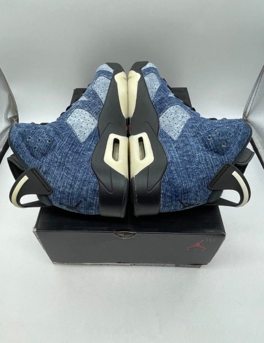 Jordan 6 Retro Washed Denim 9 (Lightly Worn Pre-Owned)JordanWashed Denim/Sail-Varsity Red-Black - Image 6