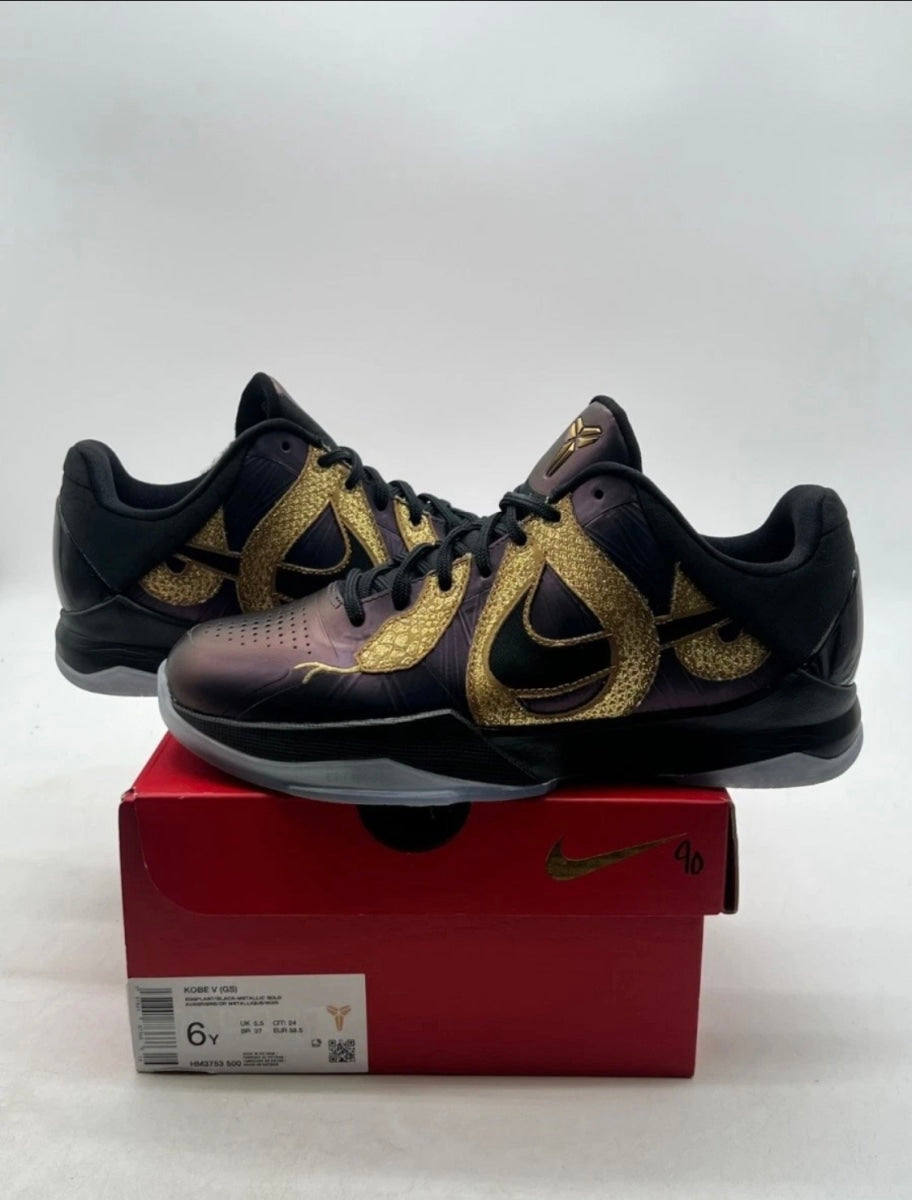 Nike Kobe 5 Year of the Mamba Eggplant (GS) 6Y (Lightly Worn Pre-Owned)NikeEggplant/Black/Metallic Gold - Image 1