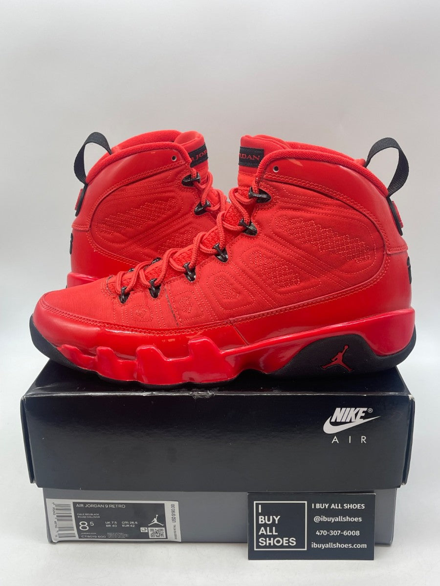Jordan 9 Retro Chile Red 8.5 (Moderately Worn Pre-Owned) - Image 1
