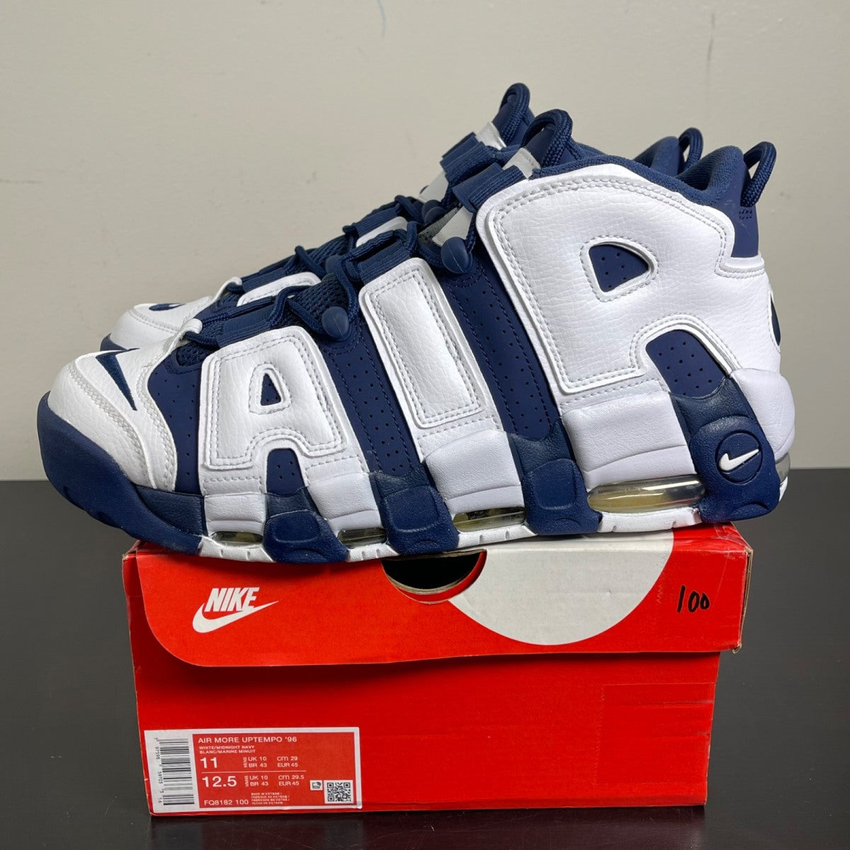 Nike Air More Uptempo 96 Olympic (2024) 11 (Moderately Worn Pre-Owned)NikeWhite/Midnight Navy/Metallic Gold/University Red - Image 3