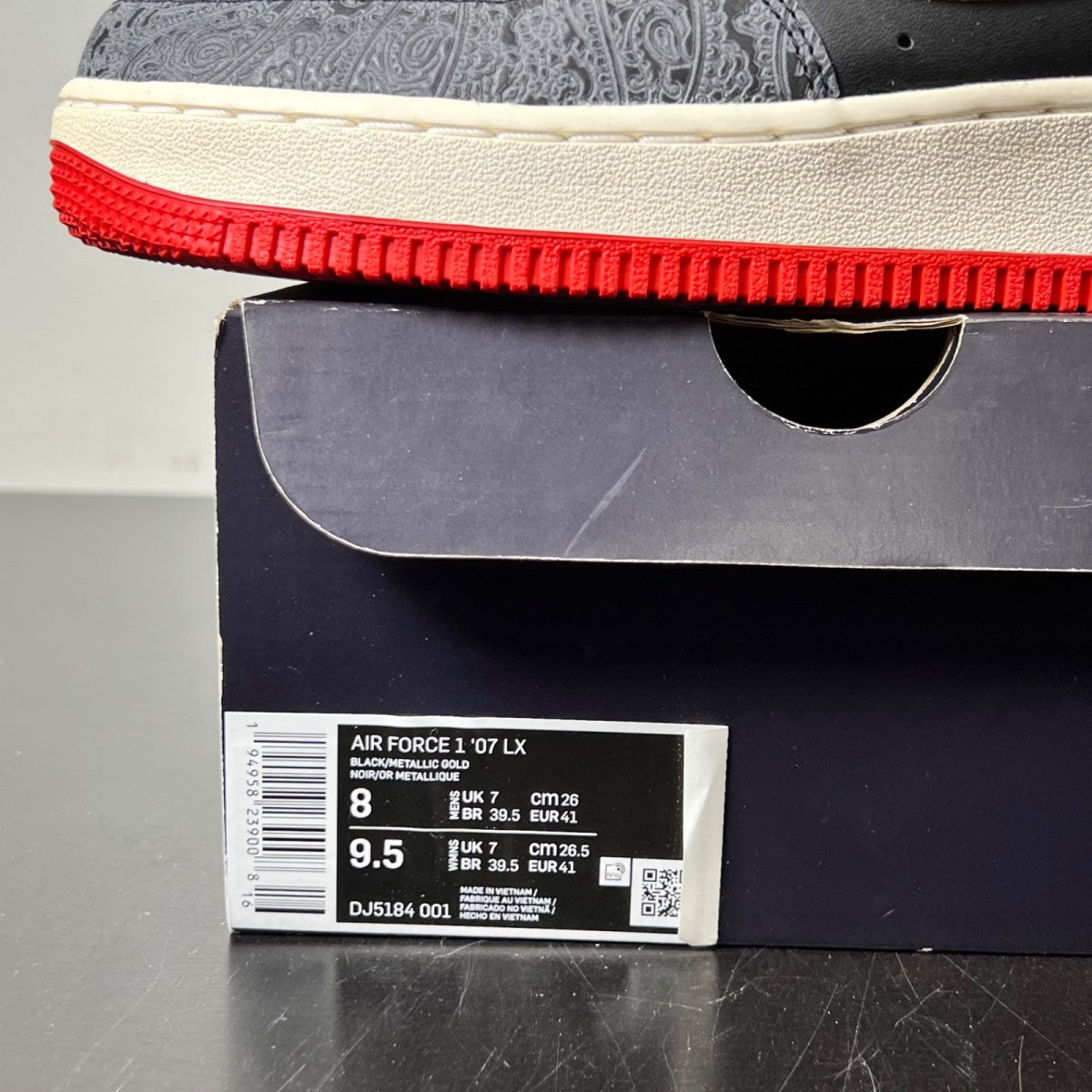 Nike Air Force 1 Low Spades 8 (Lightly Worn Pre-Owned)NikeBlack/Metallic Gold-University Red - Image 4