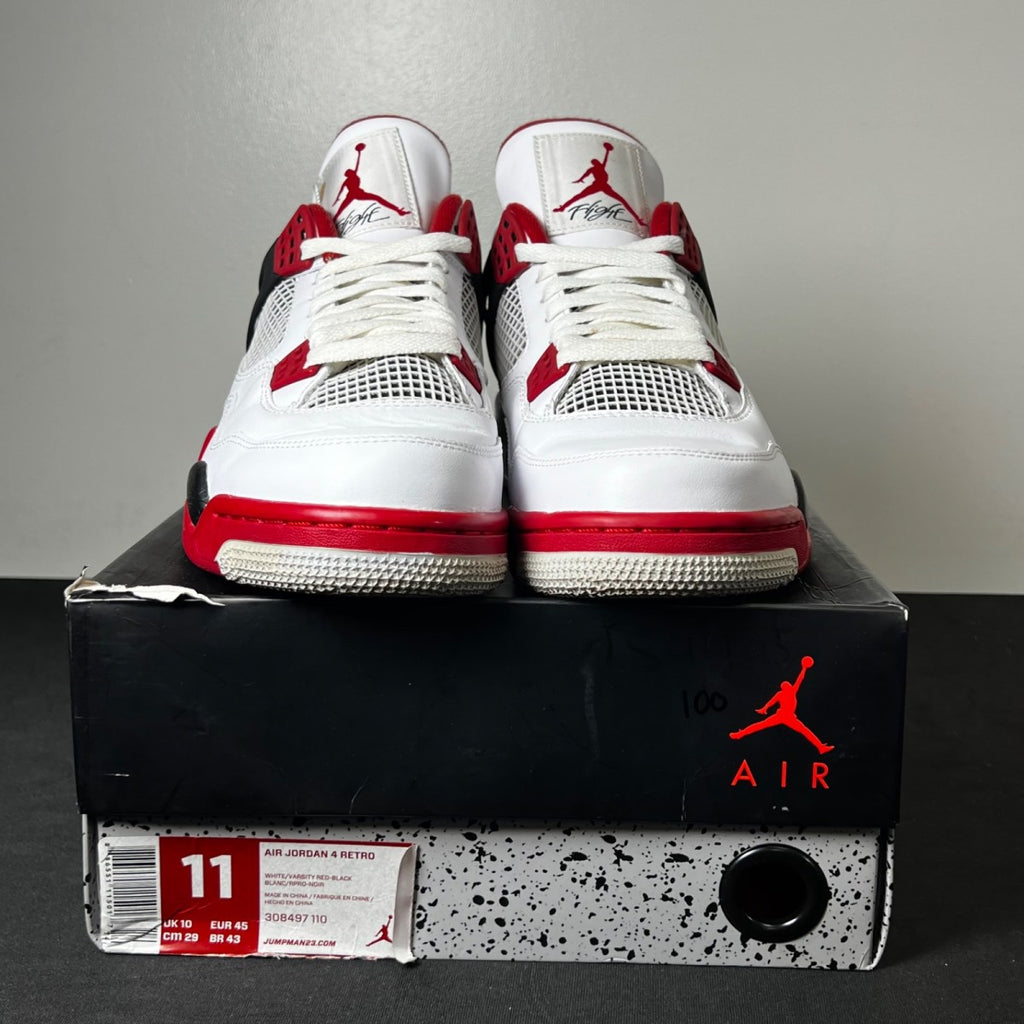 Jordan 4 Retro Fire Red (2012) 11 (Moderately Worn Pre-Owned)JordanWhite/Varsity Red-Black - Image 2