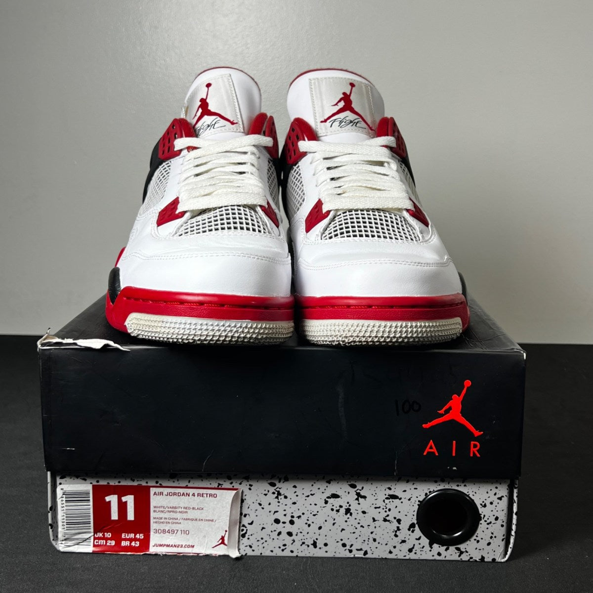 Jordan 4 Retro Fire Red (2012) 11 (Moderately Worn Pre-Owned)JordanWhite/Varsity Red-Black - Image 2