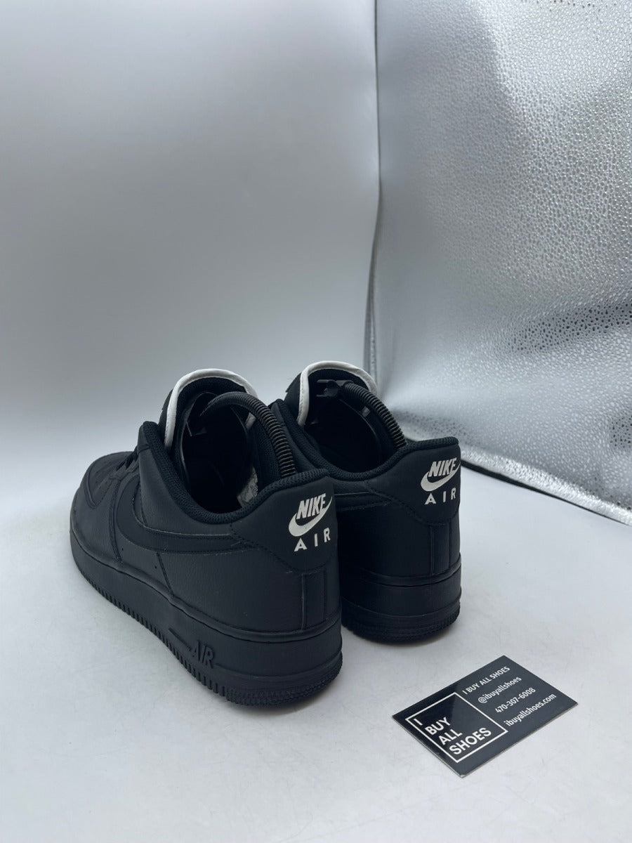 Nike Air Force 1 Low Triple Black (White Tongue) 12 (Moderately Worn Pre-Owned) - Image 4