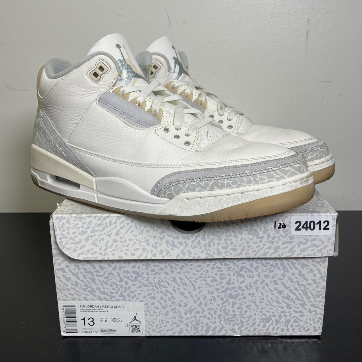 Jordan 3 Retro Craft Ivory 13 (Moderately Worn Pre-Owned)JordanIvory/Grey Mist/Cream - Image 1