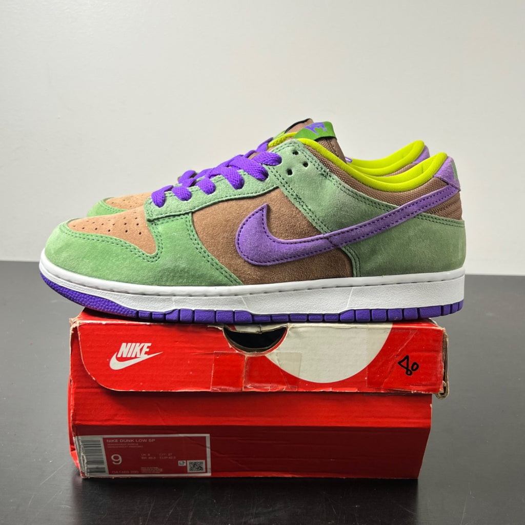 Nike Dunk Low Veneer (2020/2024) 9 (Lightly Worn Pre-Owned)NikeVeneer/Autumn Green-Deep Purple - Image 3