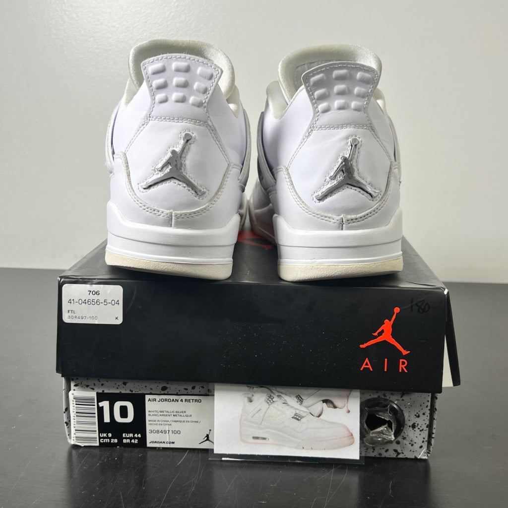 Jordan 4 Retro Pure Money (2017) 10 (Lightly Worn Pre-Owned)JordanWhite/Metallic Silver-Pure Platinum - Image 5
