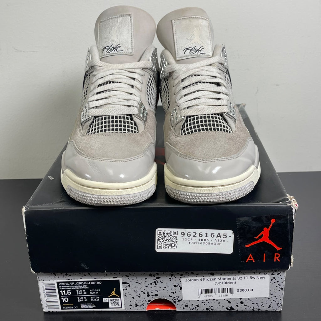 Jordan 4 Retro Frozen Moments (Women's) 11.5W (Moderately Worn Pre-Owned)JordanLight Iron Ore/Sail-Neutral Grey-Black-Metallic Silver - Image 2