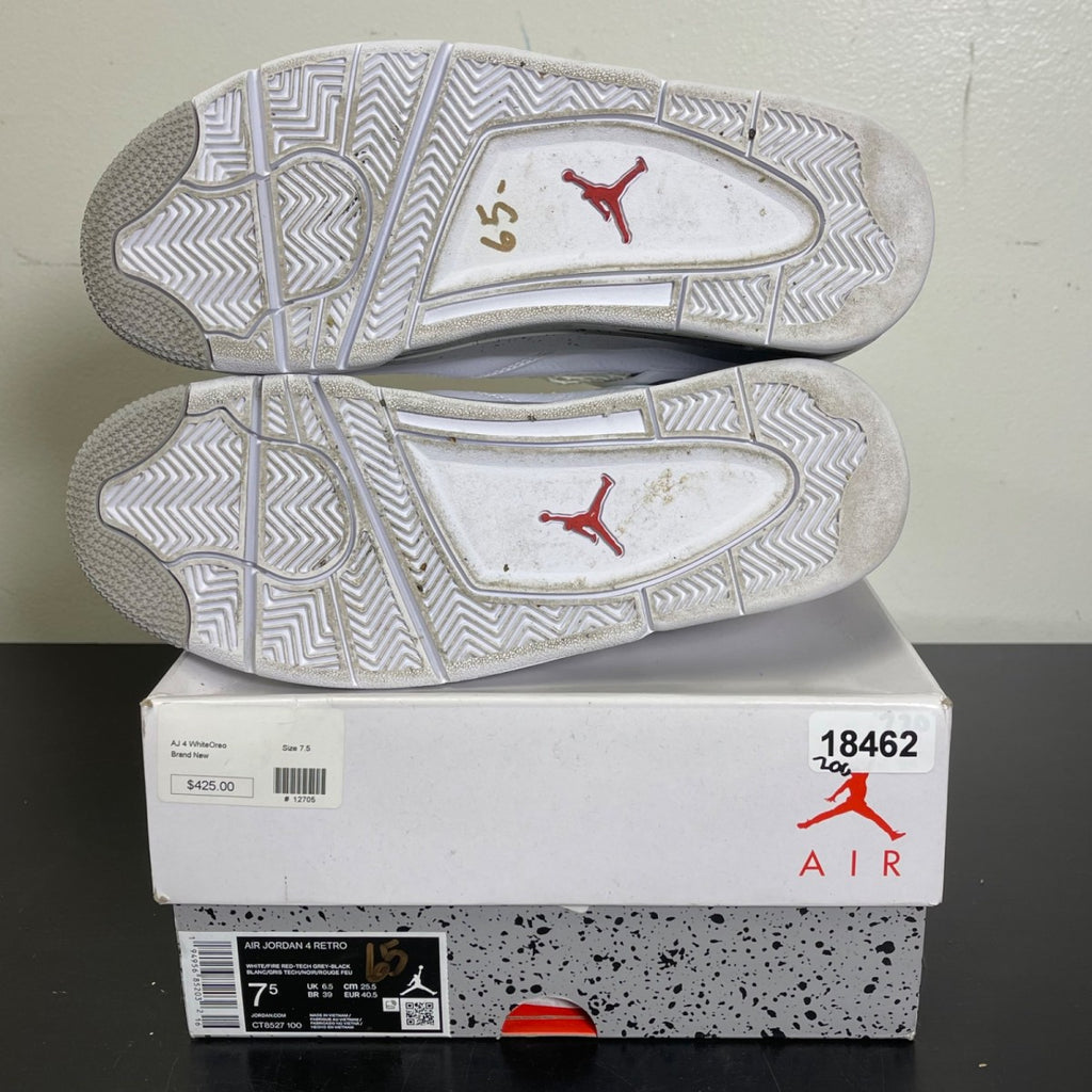 Jordan 4 Retro White Oreo (2021) 7.5 (Moderately Worn Pre-Owned)JordanWhite/Tech Grey-Black-Fire Red - Image 5
