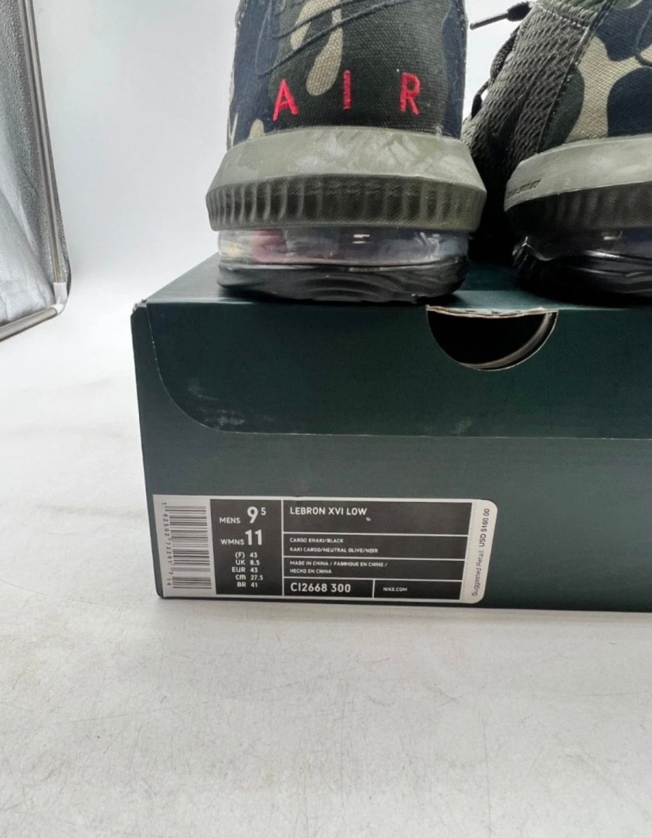 Nike LeBron 16 Low Camo 9.5 (Lightly Worn Pre-Owned)NikeCargo Khaki/Black-Neutral Olive - Image 4