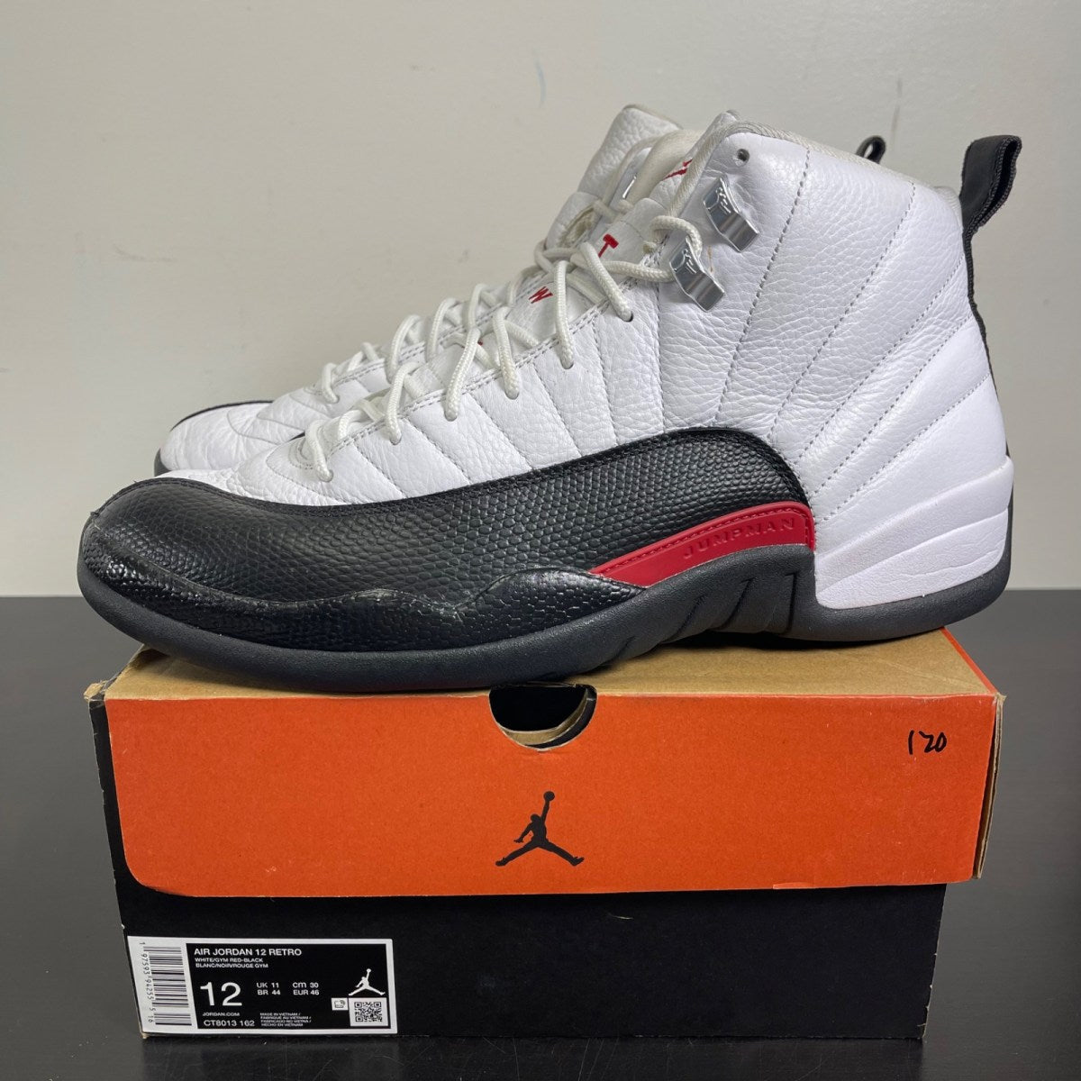 Jordan 12 Retro Taxi Flip 12 (Moderately Worn Pre-Owned)JordanWhite/Gym Red/Black - Image 3