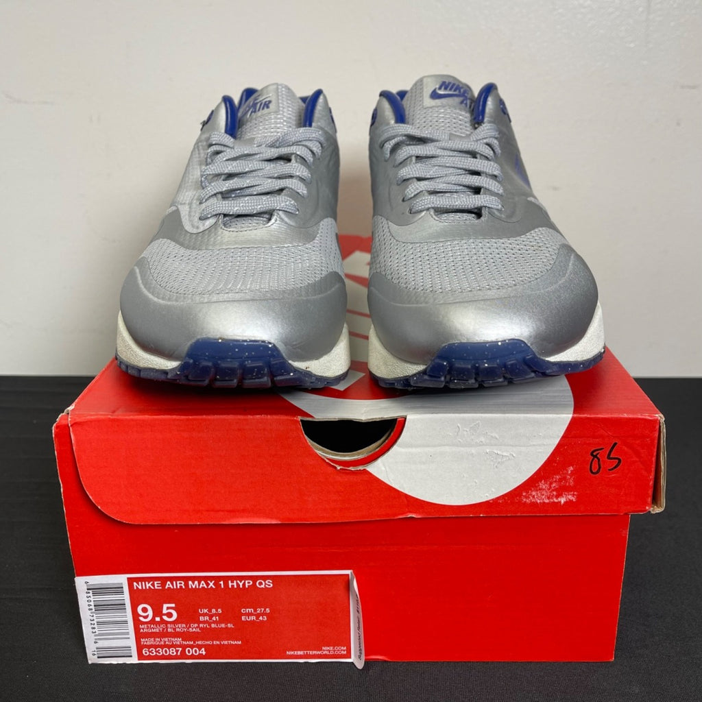 Nike Air Max 1 Night Track Royal 9.5 (Moderately Worn Pre-Owned)NikeMetallic Silver/Deep Royal Blue-Sail - Image 2