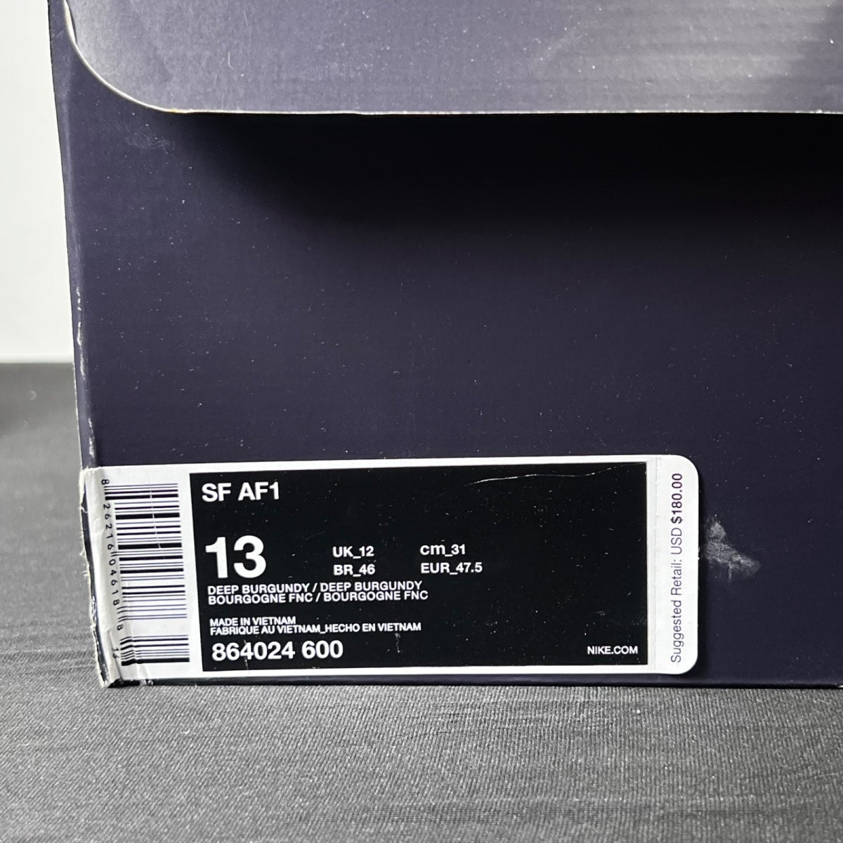 Nike SF Air Force 1 High Deep Burgundy 13 (Lightly Worn Pre-Owned)NikeDeep Burgundy/Deep Burgundy-Black - Image 4