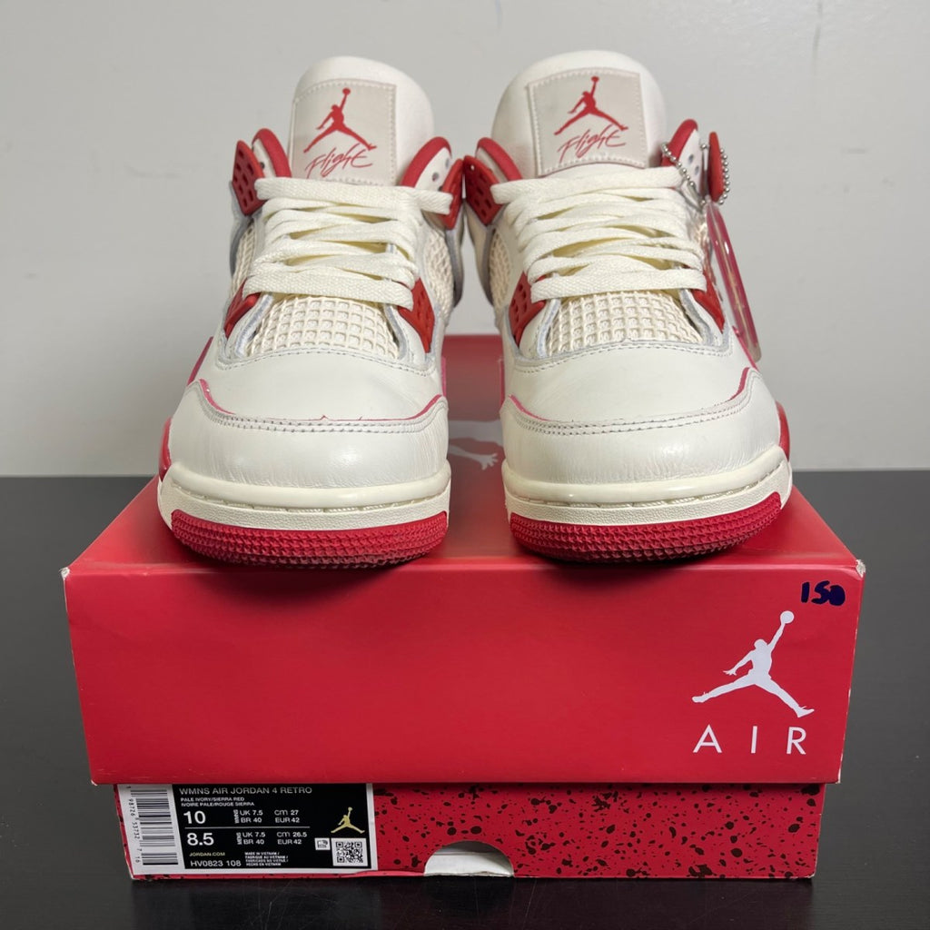 Jordan 4 Retro Valentine's Day Sierra Red (Women's) 10W (Moderately Worn Pre-Owned)JordanPale Ivory/Sierra Red/Tough Red - Image 2