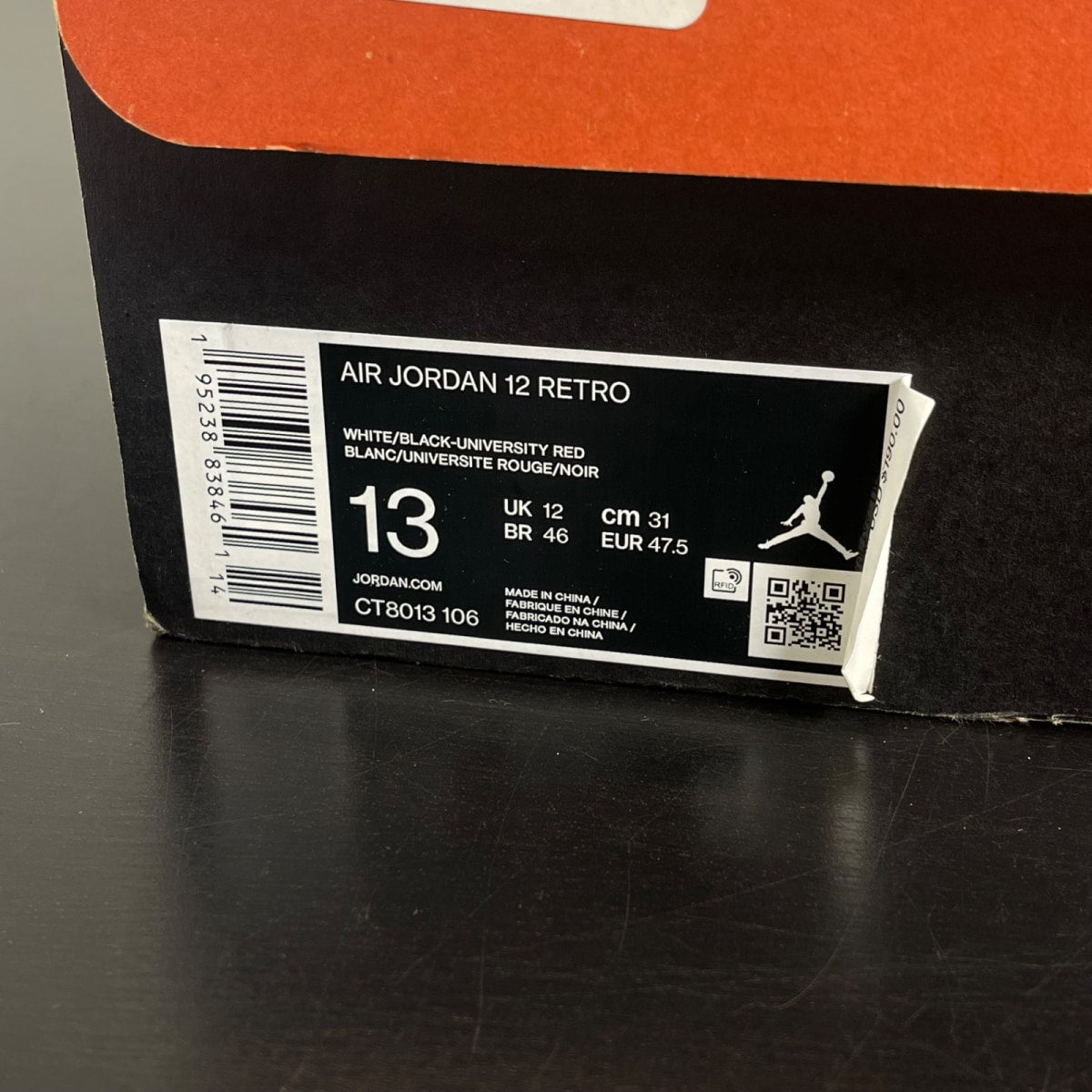 Jordan 12 Retro Twist 13 (Moderately Worn Pre-Owned)JordanWhite/Black-University Red - Image 7