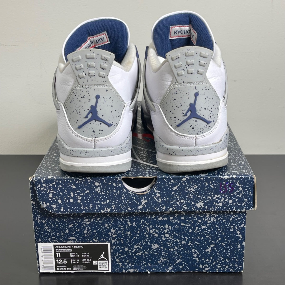 Jordan 4 Retro Midnight Navy 11 (Moderately Worn Pre-Owned)JordanWhite/Midnight Navy/Light Smoke Grey-Fire Red - Image 4