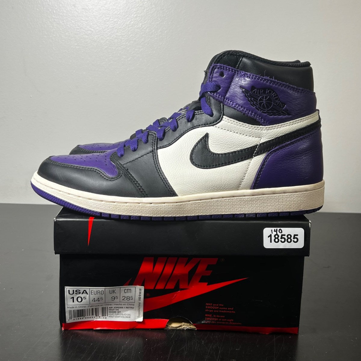 Jordan 1 Retro High Court Purple 10.5 (Moderately Worn Pre-Owned)JordanCourt Purple/Black-Sail - Image 3