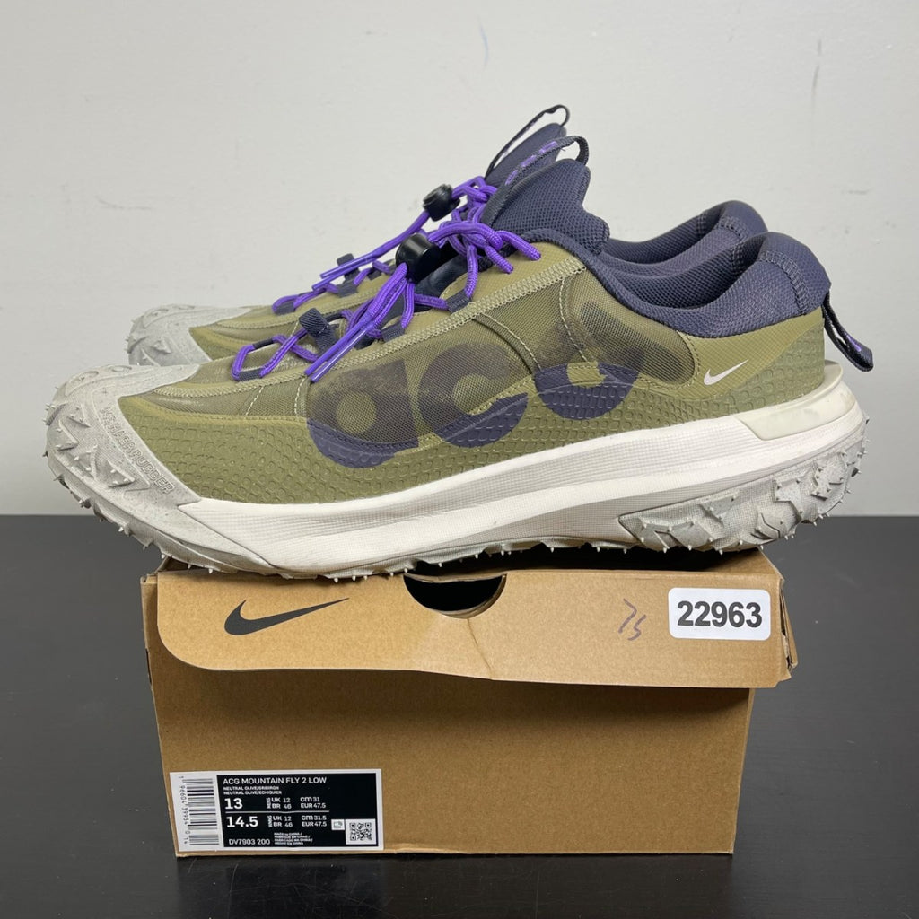 Nike ACG Mountain Fly 2 Low Neutral Olive Mountain Grape 13 (Moderately Worn Pre-Owned)NikeNeutral Olive/Gridiron/Action Grape/Light Orewood Brown/Black - Image 3