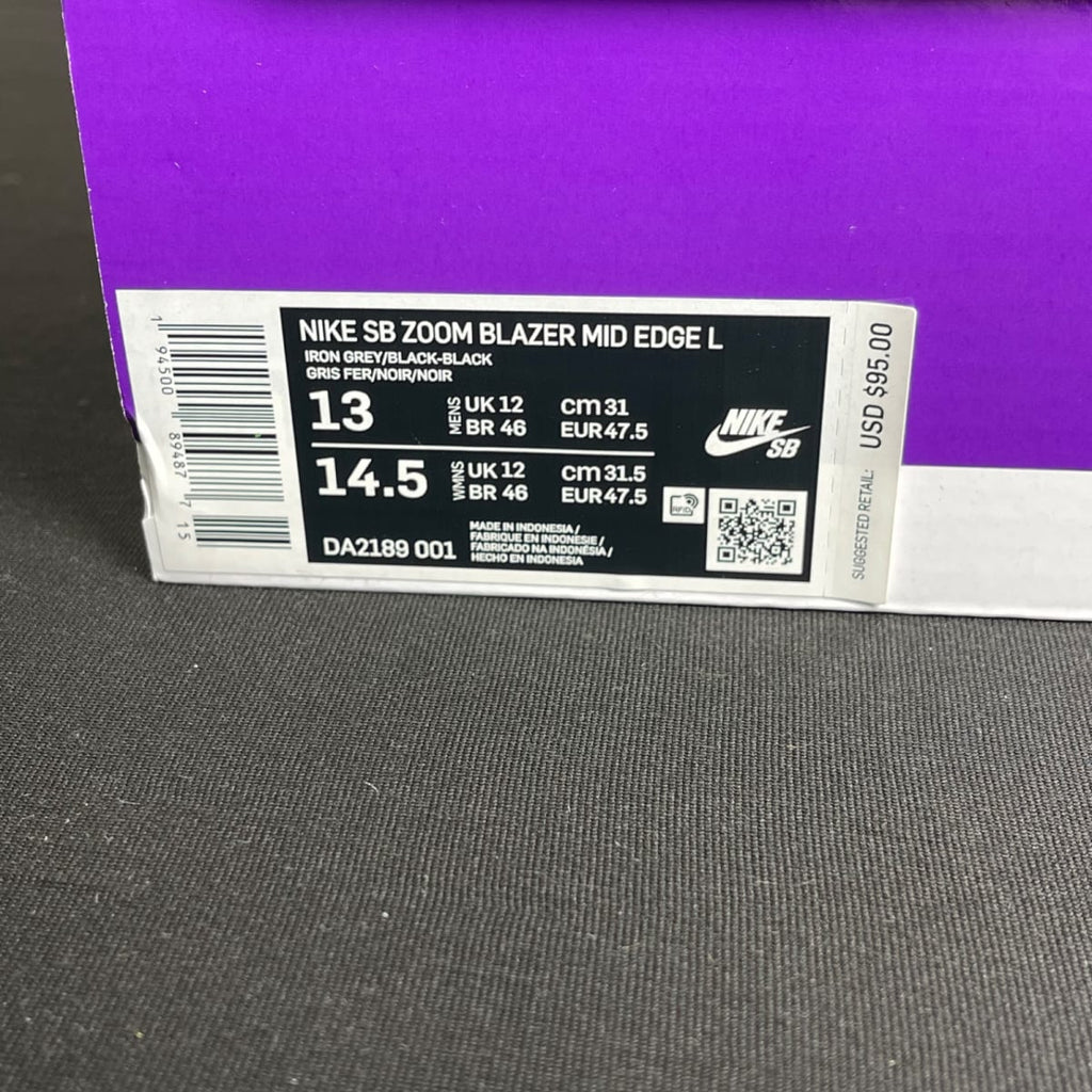 Nike SB Zoom Blazer Mid Edge Iron Grey (Size 13) - aux