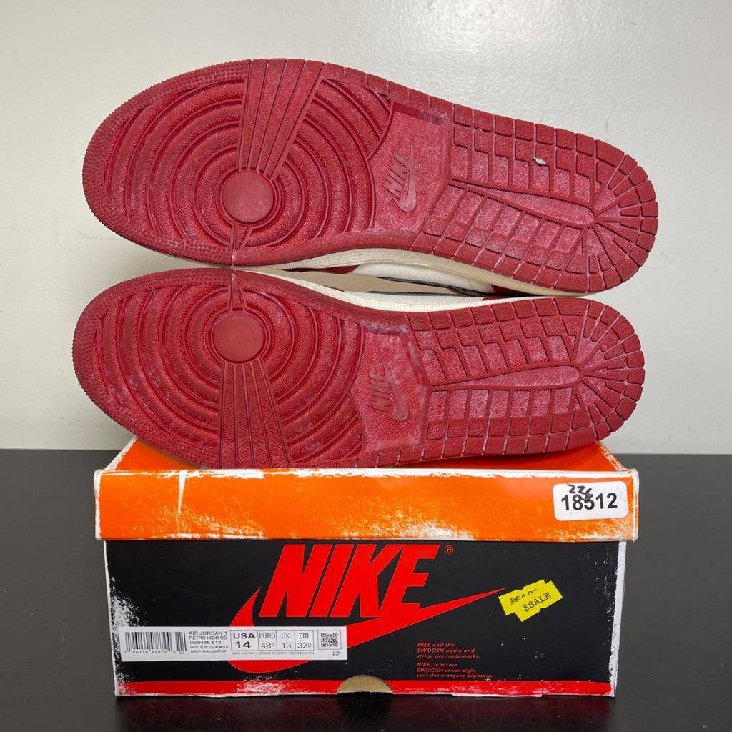Jordan 1 Retro High OG Chicago Lost and Found 14 (Moderately Worn Pre-Owned)JordanVarsity Red/Black-Sail-Muslin - Image 5