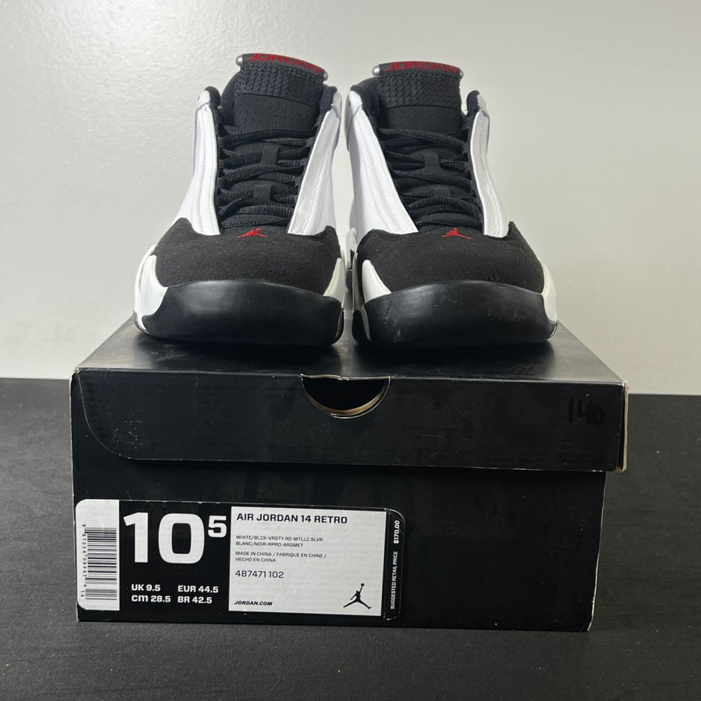 Jordan 14 Retro Black Toe (2014) 10.5 (Lightly Worn Pre-Owned)JordanWhite/Black-Varsity Red-Metallic Silver - Image 2