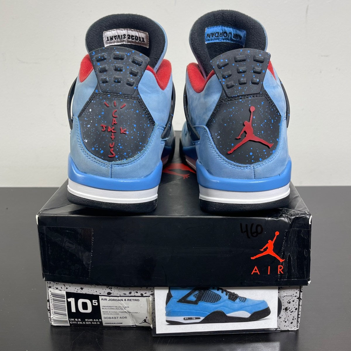 Jordan 4 Retro Travis Scott Cactus Jack 10.5 (Moderately Worn Pre-Owned)JordanUniversity Blue/Black-Varsity Red - Image 4