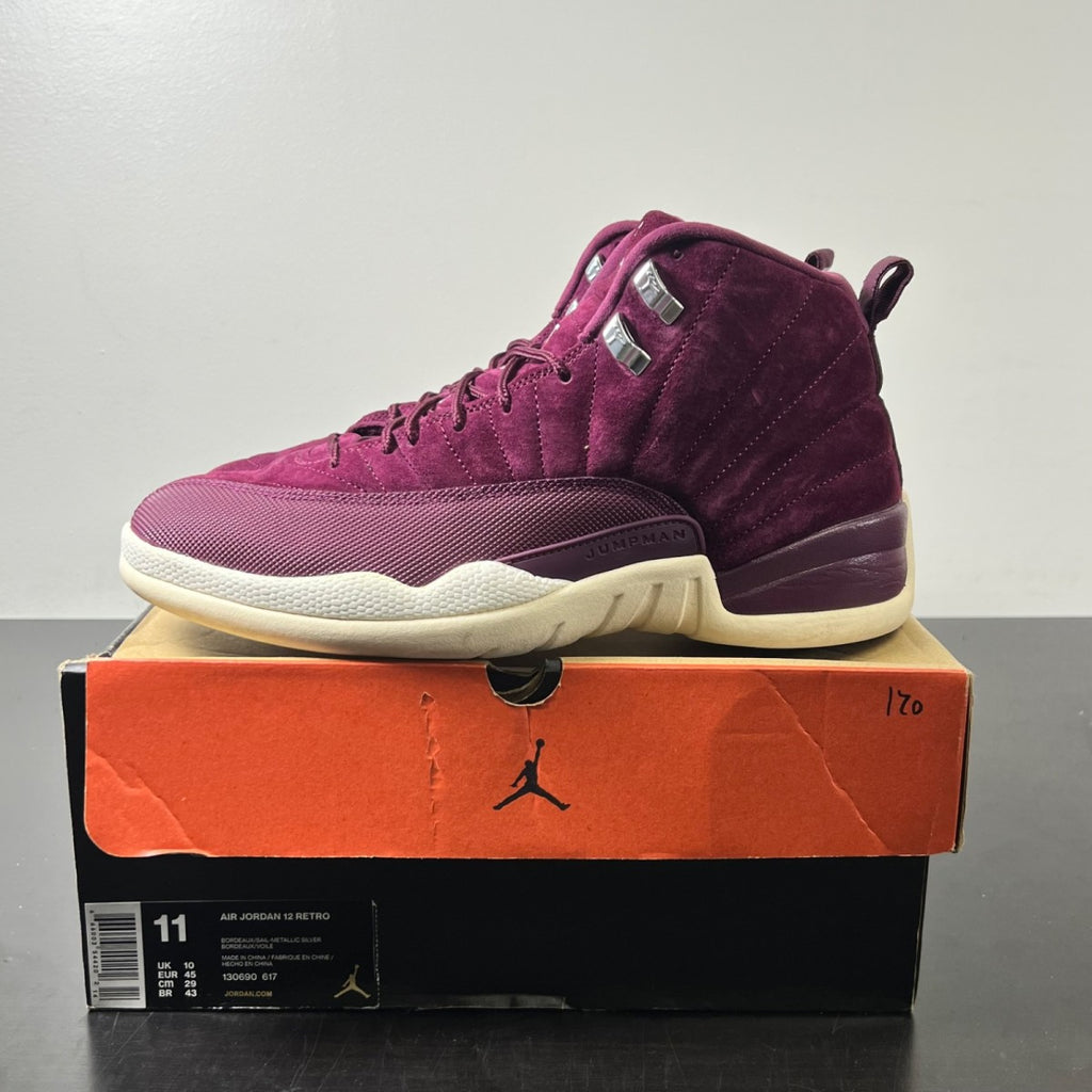 Jordan 12 Retro Bordeaux 11 (Lightly Worn Pre-Owned)JordanBordeaux/Sail-Metallic Silver - Image 3
