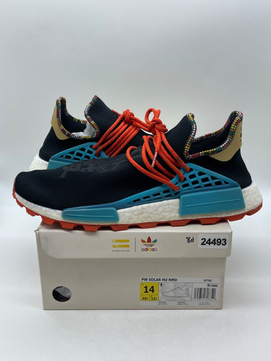 adidas NMD Hu Pharrell Inspiration Pack Black 14 (Moderately Worn Pre-Owned)adidasCore Black/Clear Blue/College Orange - Image 1