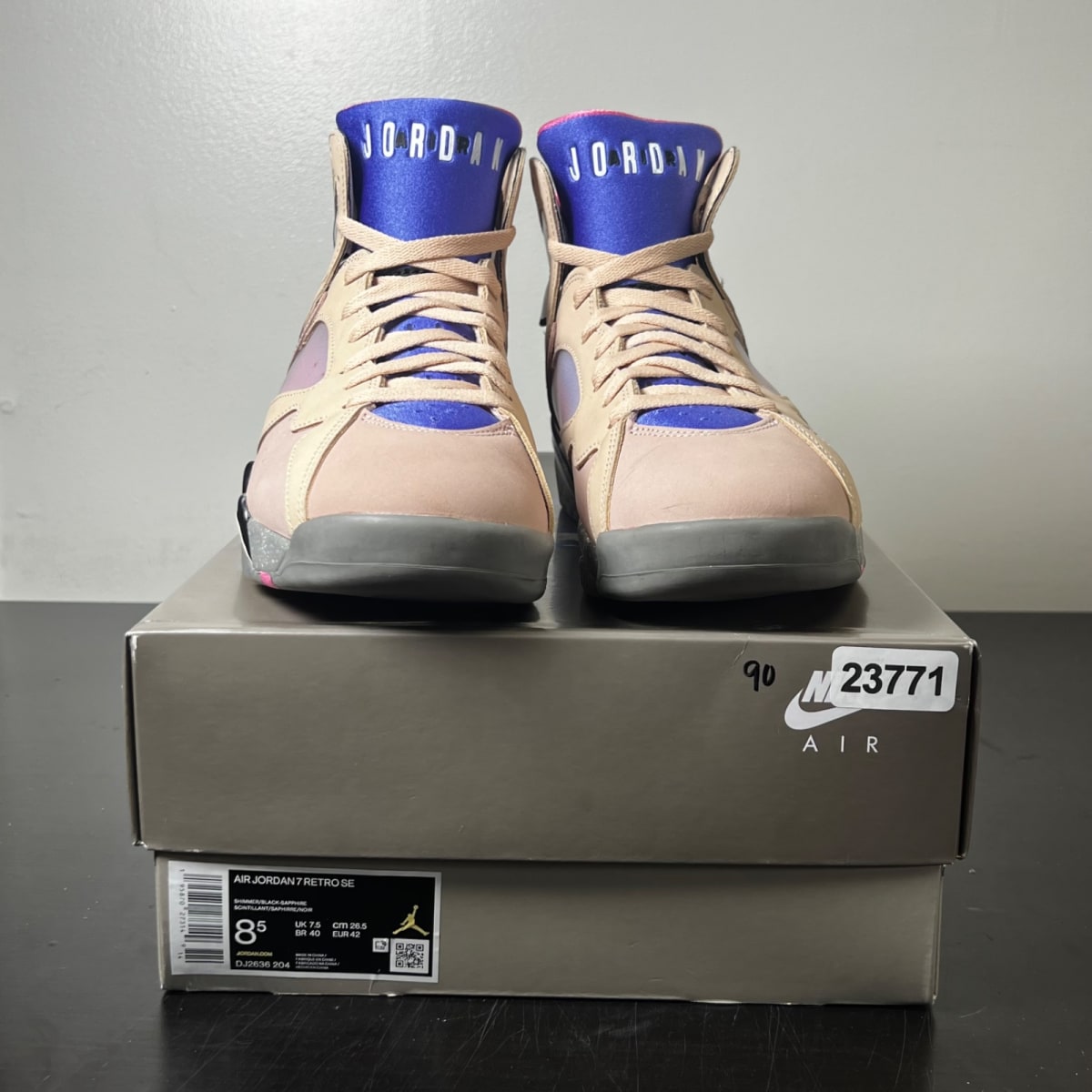 Jordan 7 Retro SE Sapphire 8.5 (Lightly Worn Pre-Owned)JordanShimmer/Black/Sapphire - Image 2